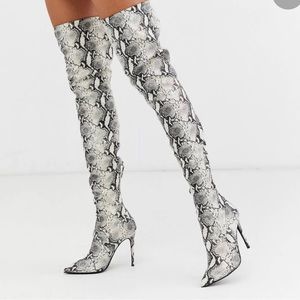 Steve Madden Domain thigh high boots in snake print